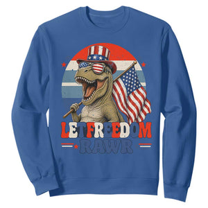 Red White Blue Dinosaur Pride Sweatshirt Let Freedom Rawr