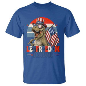 Red White Blue Dinosaur Pride T Shirt Let Freedom Rawr TS12 Royal Blue Print Your Wear