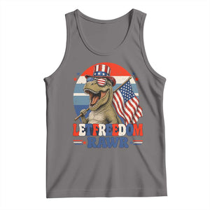Red White Blue Dinosaur Pride Tank Top Let Freedom Rawr TS12 Deep Heather Print Your Wear