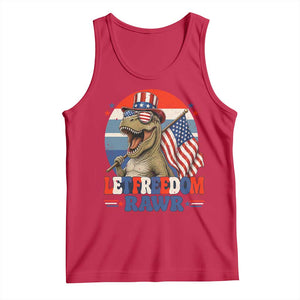 Red White Blue Dinosaur Pride Tank Top Let Freedom Rawr TS12 Red Print Your Wear