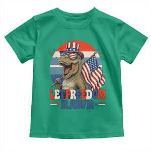 Red White Blue Dinosaur Pride Toddler T Shirt Let Freedom Rawr