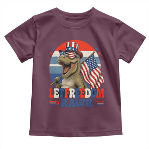 Red White Blue Dinosaur Pride Toddler T Shirt Let Freedom Rawr