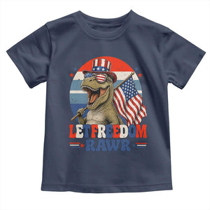 Red White Blue Dinosaur Pride Toddler T Shirt Let Freedom Rawr