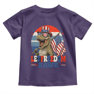 Red White Blue Dinosaur Pride Toddler T Shirt Let Freedom Rawr