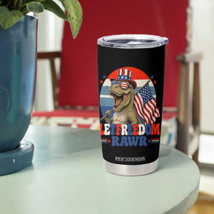 Red White Blue Dinosaur Pride Tumbler Cup Let Freedom Rawr