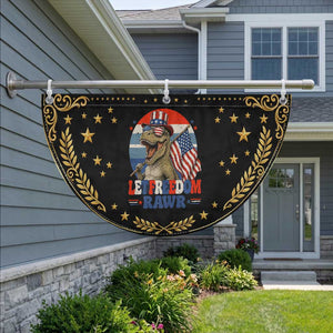 Red White Blue Dinosaur Pride Patriotic Fan Flag Let Freedom Rawr