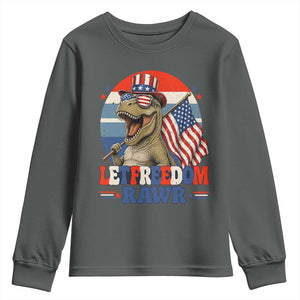 Red White Blue Dinosaur Pride Youth Sweatshirt Let Freedom Rawr