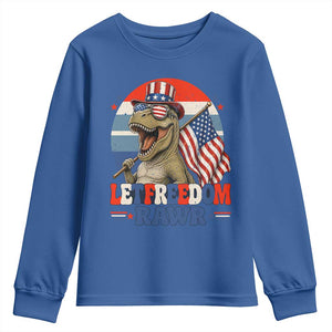 Red White Blue Dinosaur Pride Youth Sweatshirt Let Freedom Rawr