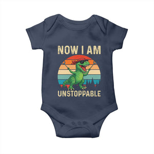 Now I Am Unstoppable Baby Onesie Funny Mama Saurus Dinosaur TS12 Navy Print Your Wear