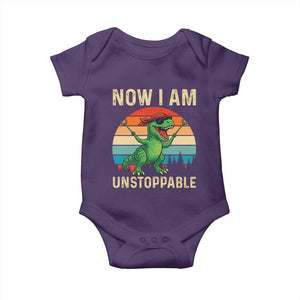 Now I Am Unstoppable Baby Onesie Funny Mama Saurus Dinosaur TS12 Purple Print Your Wear