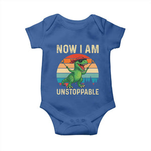 Now I Am Unstoppable Baby Onesie Funny Mama Saurus Dinosaur TS12 Royal Blue Print Your Wear