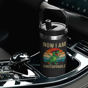 Now I Am Unstoppable Flip Straw Tumbler Funny Mama Saurus Dinosaur TS12 Print Your Wear