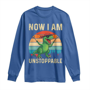 Now I Am Unstoppable Long Sleeve Shirt Funny Mama Saurus Dinosaur TS12 Royal Blue Print Your Wear