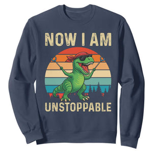 Now I Am Unstoppable Sweatshirt Funny Mama Saurus Dinosaur TS12 Navy Print Your Wear