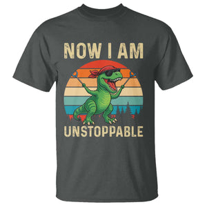 Now I Am Unstoppable T Shirt Funny Mama Saurus Dinosaur TS12 Dark Heather Print Your Wear