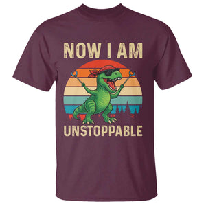 Now I Am Unstoppable T Shirt Funny Mama Saurus Dinosaur TS12 Maroon Print Your Wear