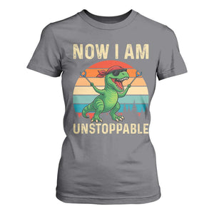 Now I Am Unstoppable T Shirt For Women Funny Mama Saurus Dinosaur TS12 Charcoal Print Your Wear