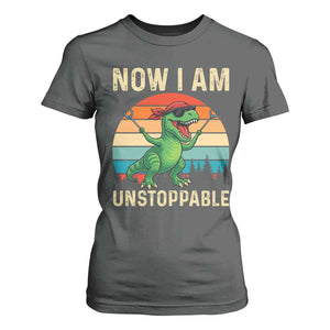 Now I Am Unstoppable T Shirt For Women Funny Mama Saurus Dinosaur TS12 Dark Heather Print Your Wear