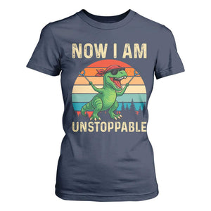 Now I Am Unstoppable T Shirt For Women Funny Mama Saurus Dinosaur TS12 Navy Print Your Wear