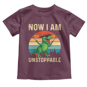 Now I Am Unstoppable Toddler T Shirt Funny Mama Saurus Dinosaur TS12 Maroon Print Your Wear