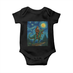 Bigfoot Dinosaur Baby Onesie Funny Prehistoric Starry Night Van Gogh TS12 Black Print Your Wear