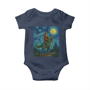 Bigfoot Dinosaur Baby Onesie Funny Prehistoric Starry Night Van Gogh TS12 Navy Print Your Wear