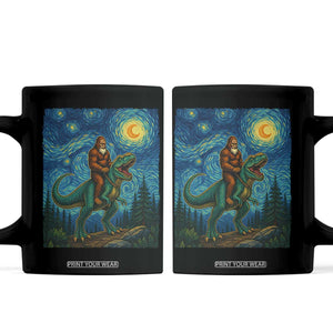 Bigfoot Dinosaur Coffee Mug Funny Prehistoric Starry Night Van Gogh TS12 Black Print Your Wear