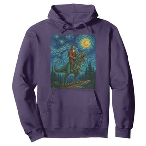 Bigfoot Dinosaur Hoodie Funny Prehistoric Starry Night Van Gogh TS12 Purple Print Your Wear