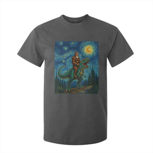 Bigfoot Dinosaur T Shirt For Kid Funny Prehistoric Starry Night Van Gogh TS12 Dark Heather Print Your Wear