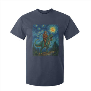 Bigfoot Dinosaur T Shirt For Kid Funny Prehistoric Starry Night Van Gogh TS12 Navy Print Your Wear