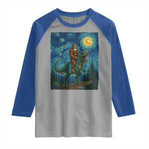 Bigfoot Dinosaur Raglan Shirt Funny Prehistoric Starry Night Van Gogh TS12 Sport Gray Royal Print Your Wear