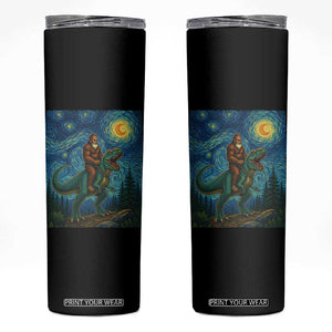 Bigfoot Dinosaur Skinny Tumbler Funny Prehistoric Starry Night Van Gogh TS12 Black Print Your Wear