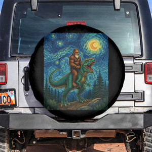 Bigfoot Dinosaur Spare Tire Cover Funny Prehistoric Starry Night Van Gogh TS12 No hole Black Print Your Wear