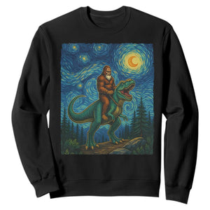 Bigfoot Dinosaur Sweatshirt Funny Prehistoric Starry Night Van Gogh TS12 Black Print Your Wear