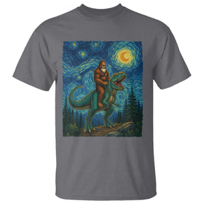 Bigfoot Dinosaur T Shirt Funny Prehistoric Starry Night Van Gogh TS12 Charcoal Print Your Wear