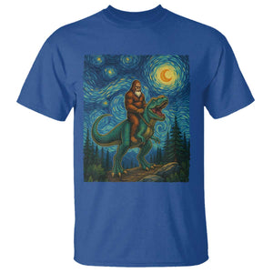 Bigfoot Dinosaur T Shirt Funny Prehistoric Starry Night Van Gogh TS12 Royal Blue Print Your Wear