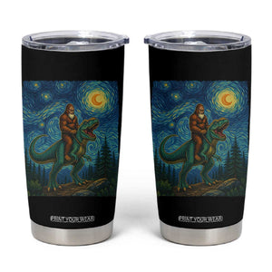 Bigfoot Dinosaur Tumbler Cup Funny Prehistoric Starry Night Van Gogh TS12 Black Print Your Wear