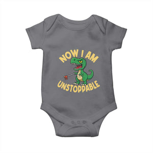 Now I Am Unstoppable Baby Onesie Funny Dinosaur Lovers TS12 Charcoal Print Your Wear