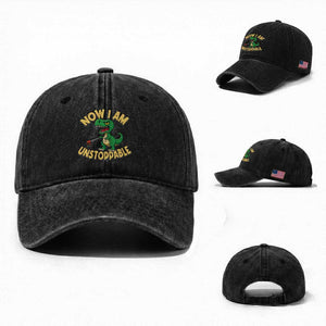 Now I Am Unstoppable Washed Cotton Baseball Cap Funny Dinosaur Lovers TS12 Washed Cap Universal Fit Black Print Your Wear