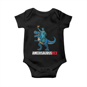 Patriotic Dinosaur Baby Onesie Funny Amerisaurus Rex Statue Of Liberty Dino TS12 Black Print Your Wear