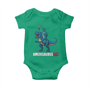 Patriotic Dinosaur Baby Onesie Funny Amerisaurus Rex Statue Of Liberty Dino TS12 Irish Green Print Your Wear