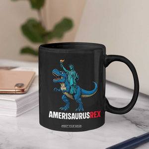 Patriotic Dinosaur Coffee Mug Funny Amerisaurus Rex Statue Of Liberty Dino TS12 Print Your Wear