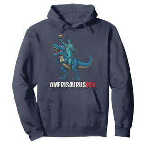 Patriotic Dinosaur Hoodie Funny Amerisaurus Rex Statue Of Liberty Dino TS12 Navy Print Your Wear