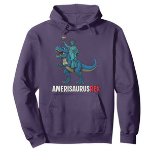 Patriotic Dinosaur Hoodie Funny Amerisaurus Rex Statue Of Liberty Dino TS12 Purple Print Your Wear
