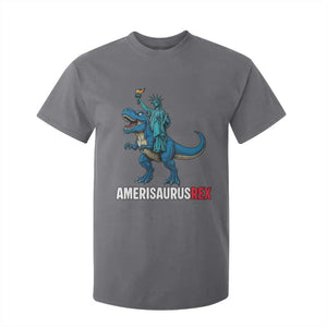 Patriotic Dinosaur T Shirt For Kid Funny Amerisaurus Rex Statue Of Liberty Dino TS12 Charcoal Print Your Wear