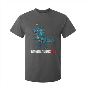 Patriotic Dinosaur T Shirt For Kid Funny Amerisaurus Rex Statue Of Liberty Dino TS12 Dark Heather Print Your Wear