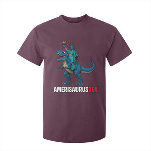 Patriotic Dinosaur T Shirt For Kid Funny Amerisaurus Rex Statue Of Liberty Dino TS12 Maroon Print Your Wear