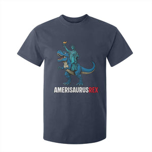 Patriotic Dinosaur T Shirt For Kid Funny Amerisaurus Rex Statue Of Liberty Dino TS12 Navy Print Your Wear