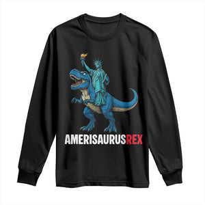 Patriotic Dinosaur Long Sleeve Shirt Funny Amerisaurus Rex Statue Of Liberty Dino TS12 Black Print Your Wear
