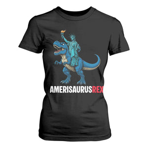 Patriotic Dinosaur T Shirt For Women Funny Amerisaurus Rex Statue Of Liberty Dino TS12 Black Print Your Wear